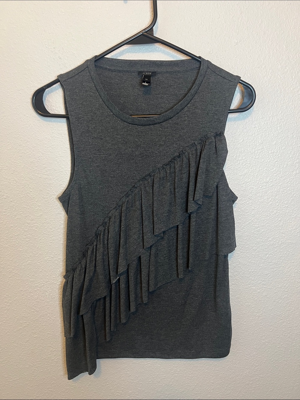 JCrew Ruffle Front Tank Top Gray Size XS